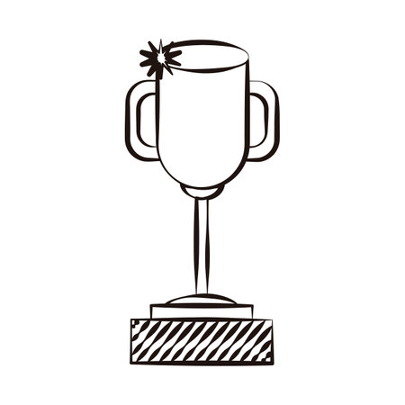 trophy cup icon over white background, flat design, vector illustrationのイラスト素材
