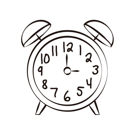 Alarm clock icon in doodle style. Vector illustration.のイラスト素材