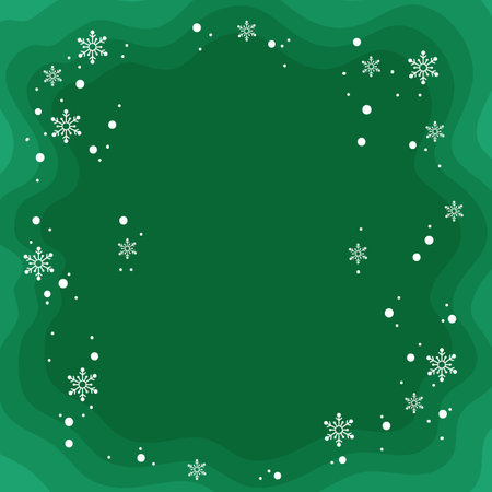 Christmas frame with snowflakes on green background. Vector illustration.のイラスト素材