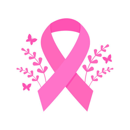 Breast Cancer Awareness Ribbon Vector Illustration. Breast Cancer Awareness Month Campaign.のイラスト素材