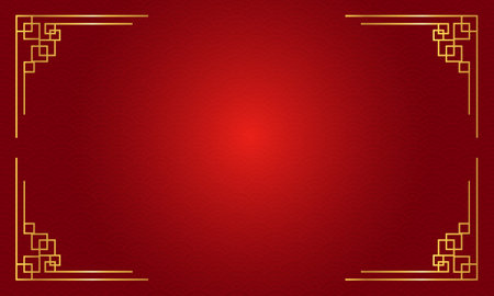 Chinese New Year red background with golden frame and place for your text.のイラスト素材