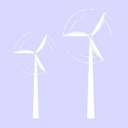 Wind turbine vector illustration. Alternative energy source. Windmill for electric power production.