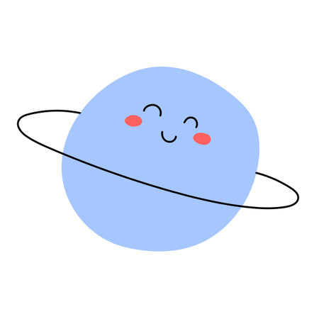 Cute kawaii planet icon. Vector illustration isolated on white background.のイラスト素材