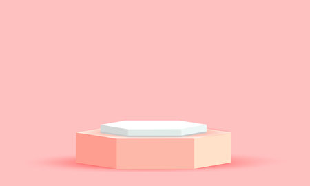 Abstract background with geometric forms. Pink podium for product presentation. Vector illustrationのイラスト素材