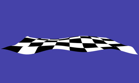 Checkered flag waving on a blue background. Vector illustration.のイラスト素材