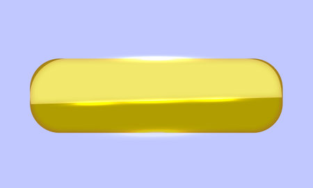 3d yellow glossy button isolated on blue background. 3d renderのイラスト素材