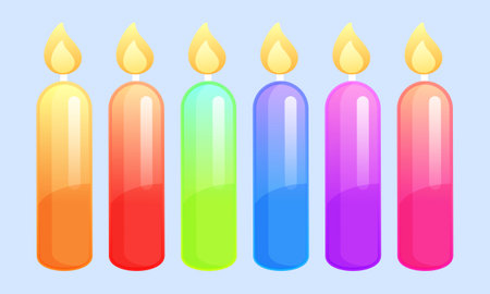 Candle icon set. Vector illustration of candle vector icons for web designのイラスト素材