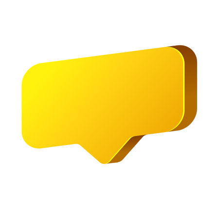 speech bubble message on white background vector illustration. yellow 3d iconのイラスト素材