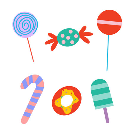 Candy and lollipops icons set. Vector illustration.のイラスト素材