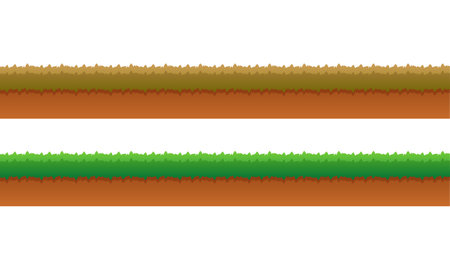 Vector illustration of green grass and soil layers isolated on white background.のイラスト素材