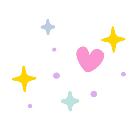 Cute hearts and stars on a white background. Vector illustration.のイラスト素材