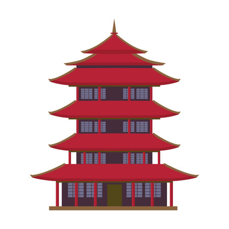 Pagoda building icon. Japan culture asia and oriental theme. Isolated design. Vector illustrationのイラスト素材