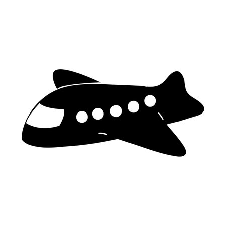 airplane flying transport icon vector illustration design graphic silhouette style black and whiteのイラスト素材