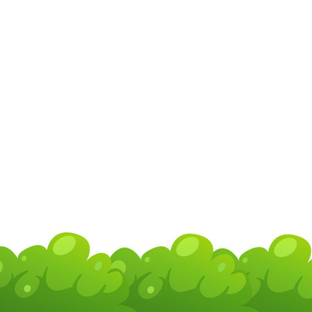 Green grass border isolated on white background. Vector cartoon illustration for your design.のイラスト素材