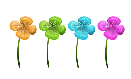 Colorful Flowers Isolated on White Background. Vector Illustration.のイラスト素材