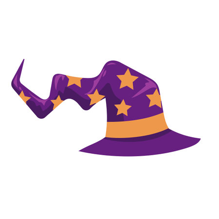 Purple witch hat icon. Halloween season decoration and celebration theme. Isolated design. Vector illustrationのイラスト素材