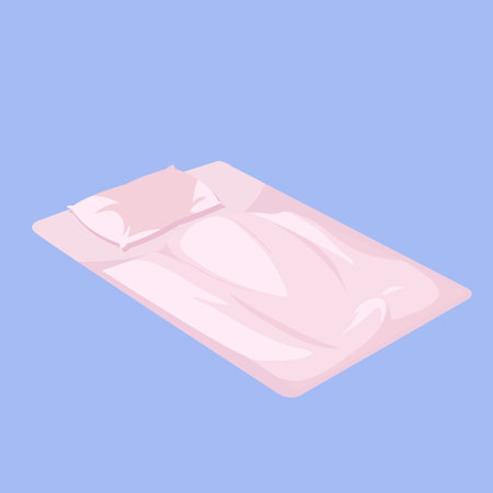 Vector illustration of a bed with a pillow in a flat style.のイラスト素材