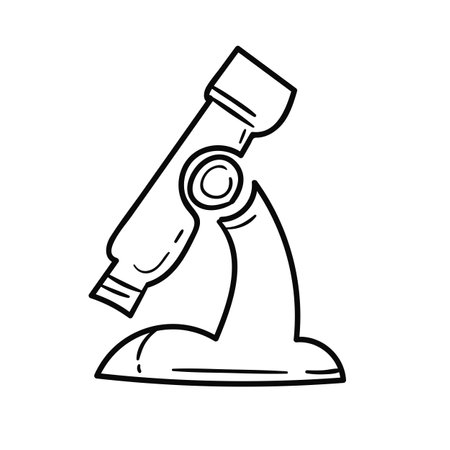 Microscope icon in outline style isolated on white background. Vector illustration.のイラスト素材