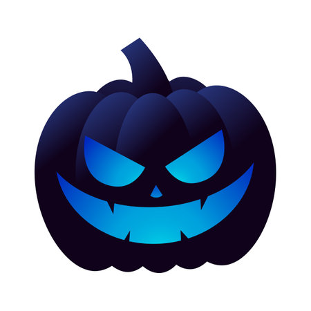 Halloween pumpkin with scary face on white background. Vector illustration.のイラスト素材