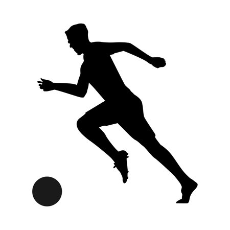 Vector silhouette of soccer player on white background. Symbol of football.のイラスト素材