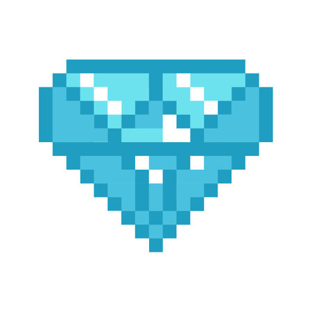 Vector pixelated diamond isolated on white background. 8 bit icon.のイラスト素材