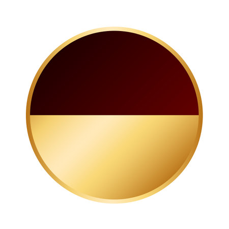 Gold and red round button. Vector illustration isolated on white background.のイラスト素材