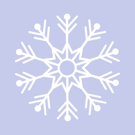 Snowflake icon. Vector illustration. White snow flake on blue background.