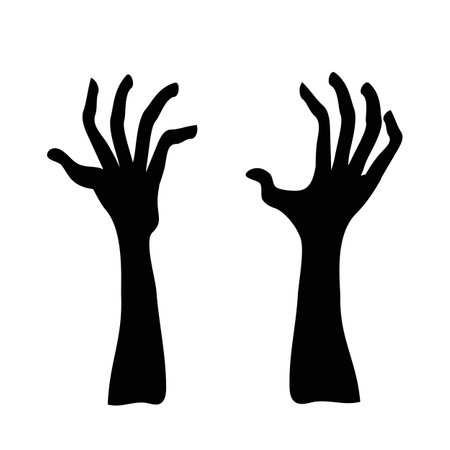 Zombie hands silhouette isolated on white background. Halloween vector illustration.のイラスト素材