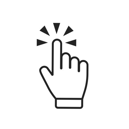 Hand click icon in flat style. Click vector illustration on white isolated background. Click business concept.のイラスト素材