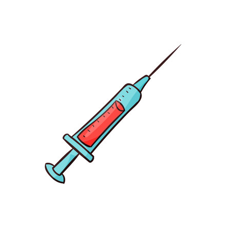 Syringe icon. Vector illustration of a medical syringe with a needle.のイラスト素材