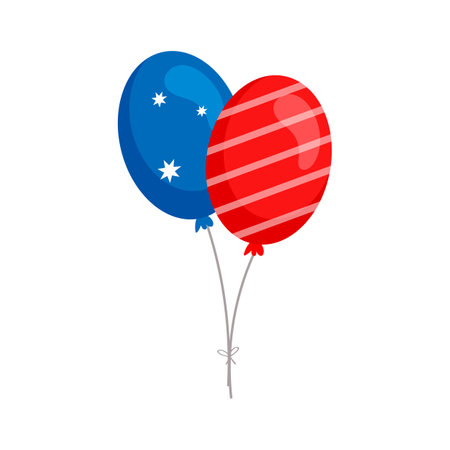 Balloons with flags of Australia icon in cartoon style on a white backgroundのイラスト素材