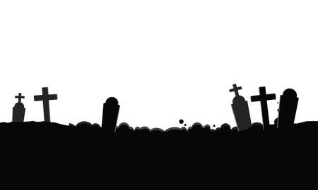 Halloween background with tombstones and gravestones. Vector illustration.のイラスト素材