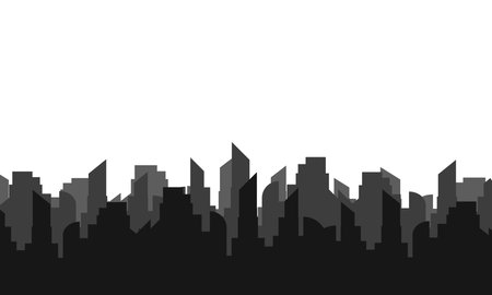 Silhouette of a city. Urban landscape. Vector illustration.のイラスト素材