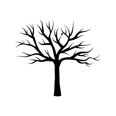 Black Tree Icon Isolated on White Background. Vector Illustration.のイラスト素材