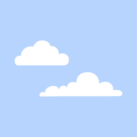 Clouds flat icon. Vector illustration. White cloud on blue background.