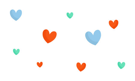 Set of colored hearts on a white background. Vector illustration in flat style.