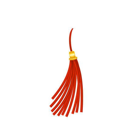 Chinese traditional red silk tassel isolated on white background. Vector illustration.のイラスト素材