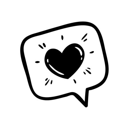 speech bubble with heart icon over white background, line style, vector illustrationのイラスト素材