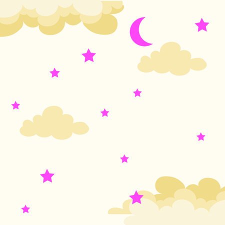 Seamless pattern with clouds, stars and crescent moon.のイラスト素材