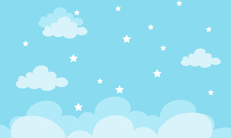 Sky background with clouds and stars. Vector illustration. Eps 10.のイラスト素材
