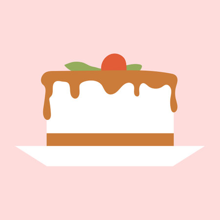 Cake vector illustration, flat style. Cake icon, sweet dessert