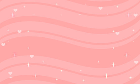 Striped pink background with hearts and stars. Vector illustration.のイラスト素材