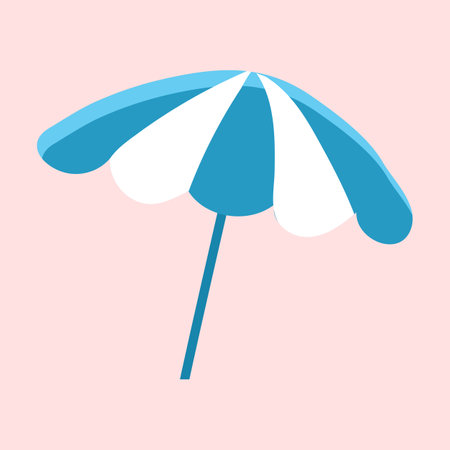 Beach umbrella flat icon, vector illustration on a pink background.のイラスト素材