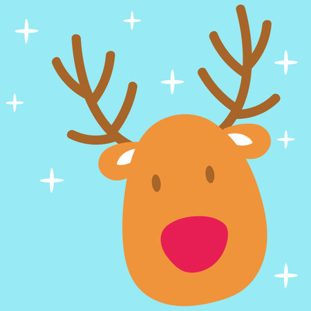 Cute cartoon reindeer with big antlers. Vector illustration.のイラスト素材