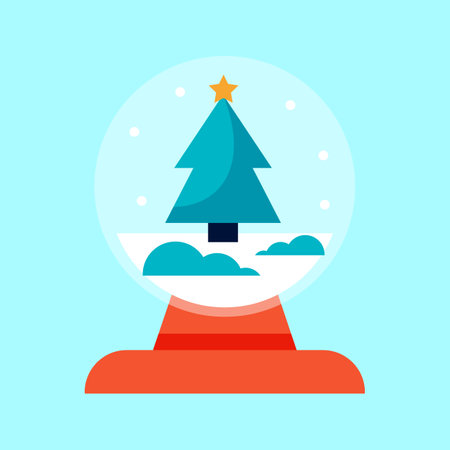 Snow globe with christmas tree. Vector illustration in flat style.のイラスト素材
