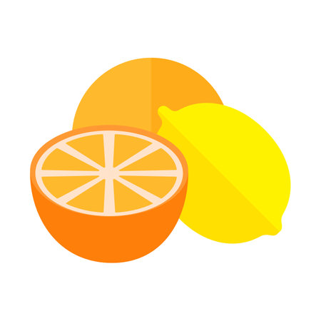 Orange and lemon flat icon on white background for web and mobile designのイラスト素材