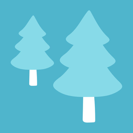 Christmas trees on blue background. Vector illustration in flat cartoon style.のイラスト素材