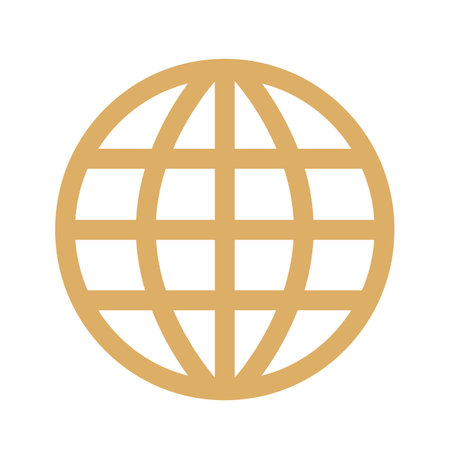 Globe icon. Flat style gold on white background. Vector illustration.のイラスト素材