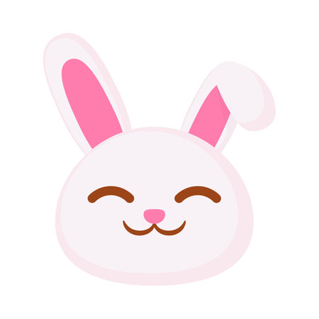 Cute rabbit face vector illustration. Cute cartoon bunny head.のイラスト素材