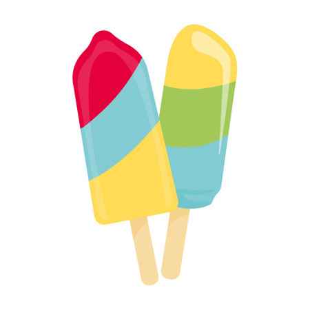 Colorful ice cream icon in flat style on a white background vector illustrationのイラスト素材